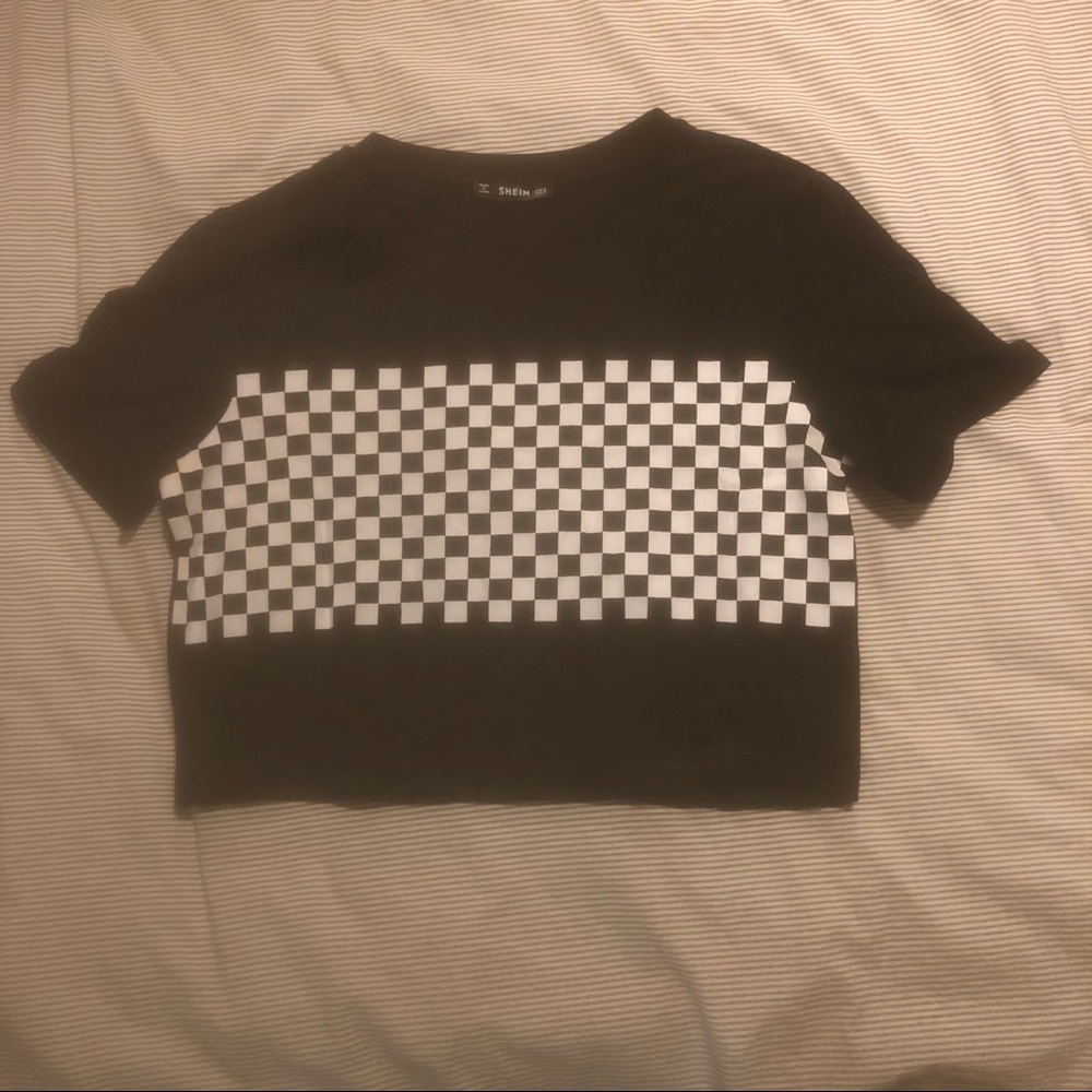 BLACK CHECKERED CROP TOP